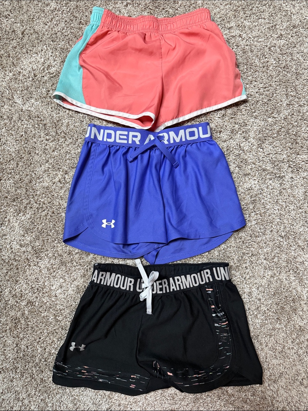 Under Armour Purple, Coral & Black Girls' Athletic Shorts Set